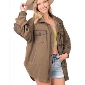 Zenana Outfitters Tan Button Down Shirt